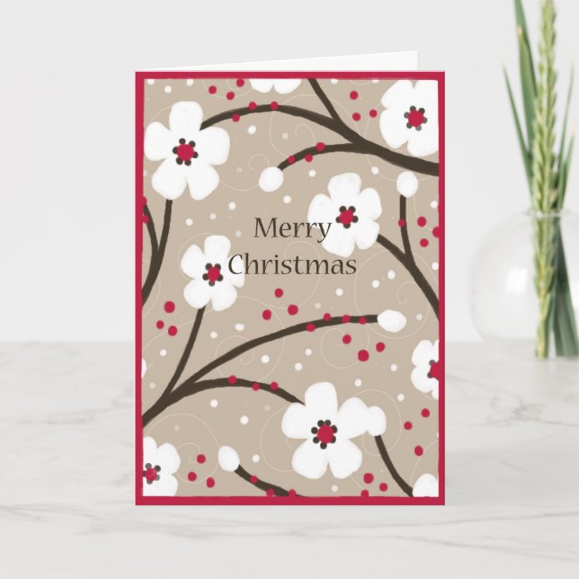 Weihnachtskarte - Blume und Beeren Feiertagskarte (Vorderseite)