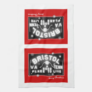 Weihnachtskarte Bristol Slogan Sign Geschirrtuch