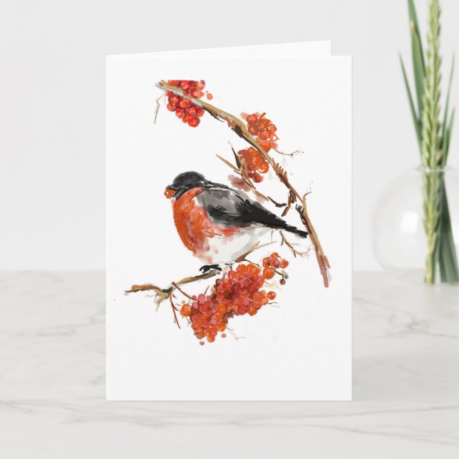 Weihnachtskarte - Bullfinch Feiertagskarte (Vorderseite)