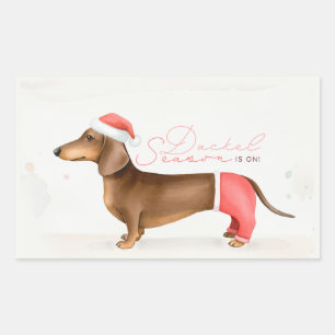 Weihnachtskarte Dackel „DackelSeasonOn“ Rechteckiger Aufkleber