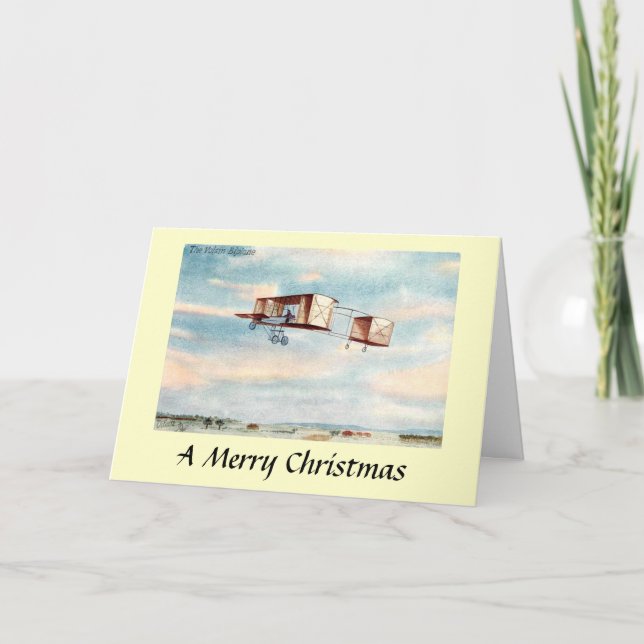 Weihnachtskarte - Das Voisin Biplane Feiertagskarte (Vorderseite)