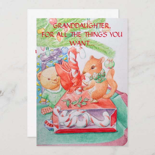 Weihnachtskarte der Enkelin Feiertagskarte (Vorne/Hinten)