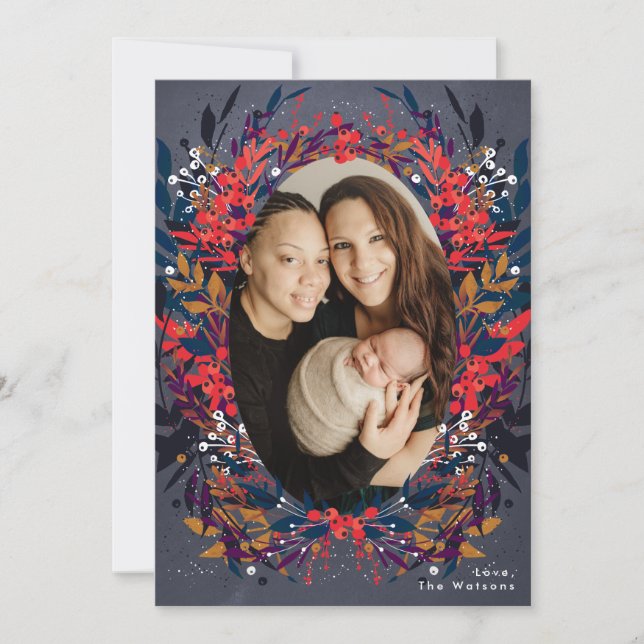 Weihnachtskarte der floralen Weihnachtsberries Feiertagskarte (Vorderseite)