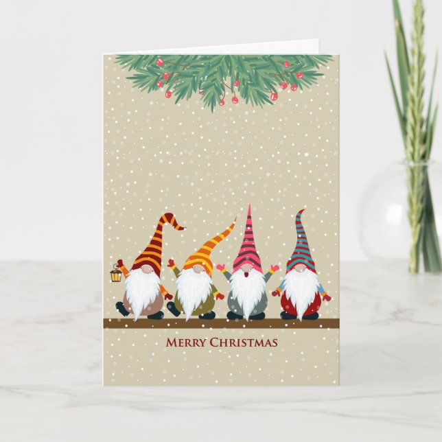 Weihnachtskarte der Funny Gnomes Feiertagskarte (Vorderseite)
