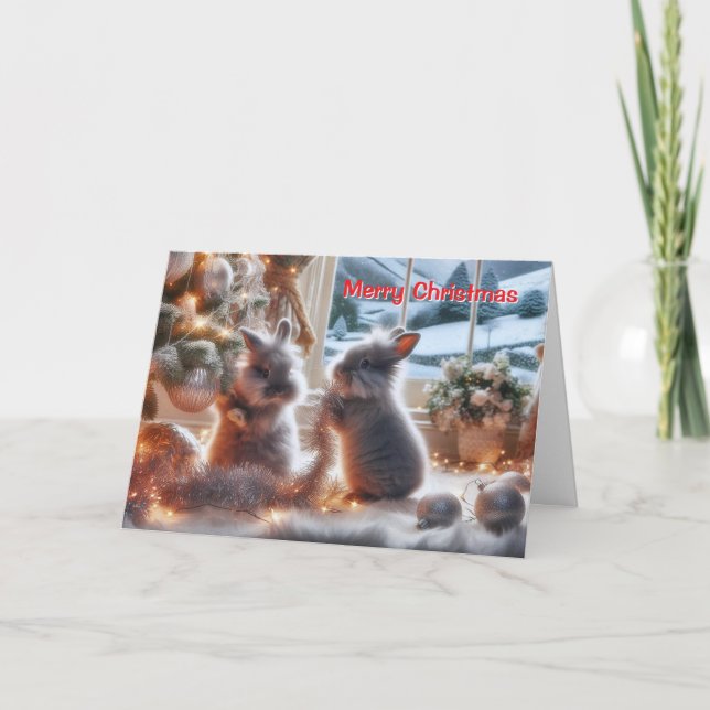 Weihnachtskarte der Kaninchen Feiertagskarte (Vorderseite)