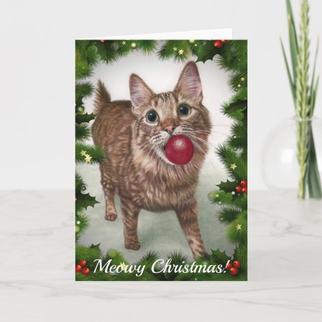 Weihnachtskarte der Katze (Vorderseite)