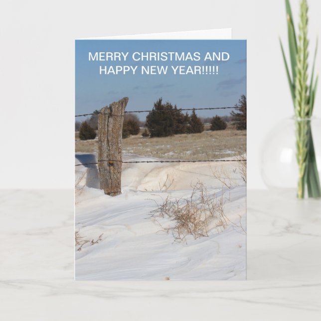 Weihnachtskarte der Snowy Fence Line Feiertagskarte (Vorderseite)