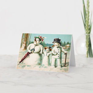 Weihnachtskarte der viktorianischen Schneemannfami Feiertagskarte