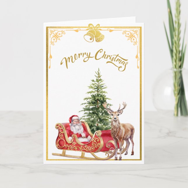 Weihnachtskarte "Der Weihnachtsmann kommt" Karte (Vorderseite)