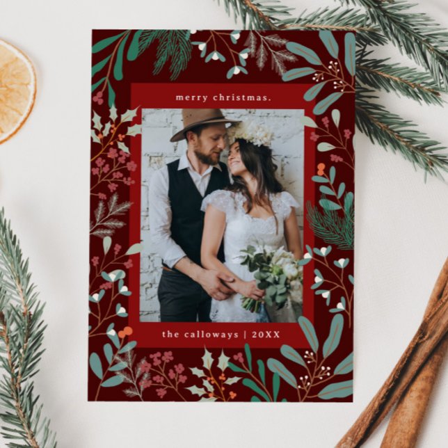 Weihnachtskarte des Botanischen Roten Fotos Feiertagskarte (Von Creator hochgeladen)