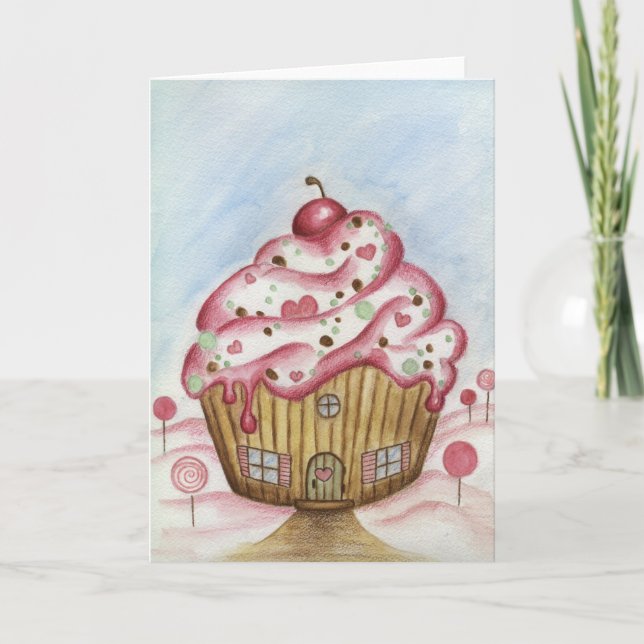 Weihnachtskarte des Cupcake House Feiertagskarte (Vorderseite)