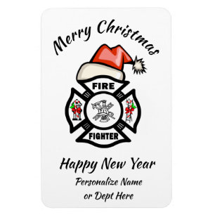 Weihnachtskarte des Feuerwehrmanns Magnet