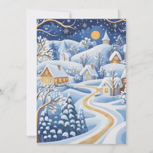 Weihnachtskarte des Moonlit Winter Village Feiertagskarte