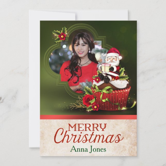 Weihnachtskarte des Santa Foto Feiertagskarte (Vorderseite)