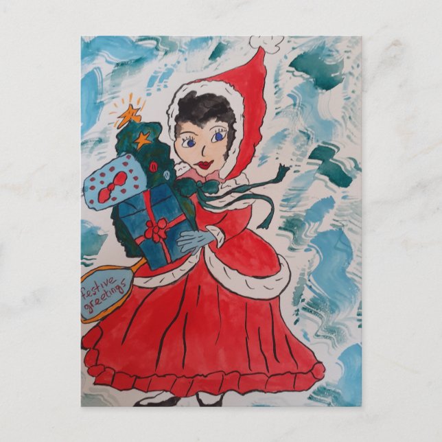 Weihnachtskarte des Weihnachtsmanns Postkarte (Vorderseite)