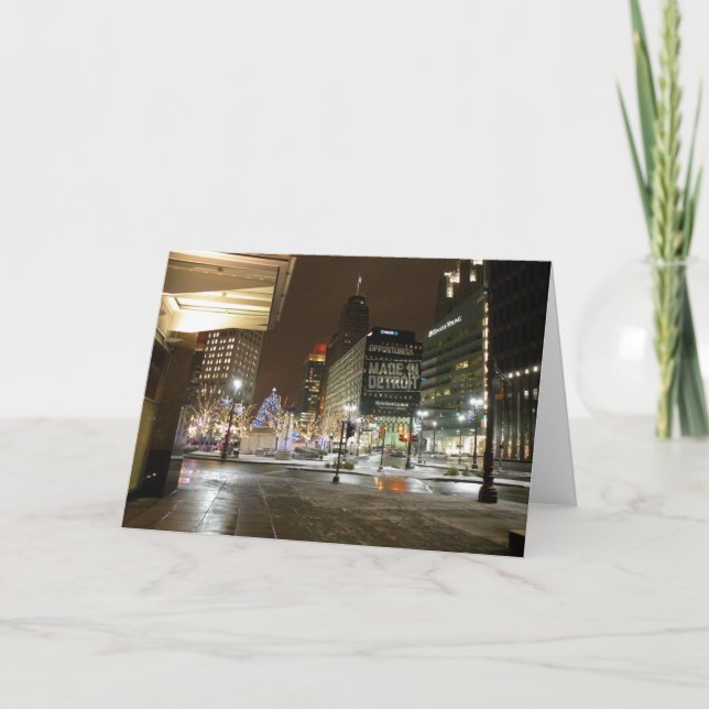 Weihnachtskarte Detroits Michigan Feiertagskarte (Vorderseite)