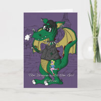 Weihnachtskarte - Drache mit Girl Tattoo
