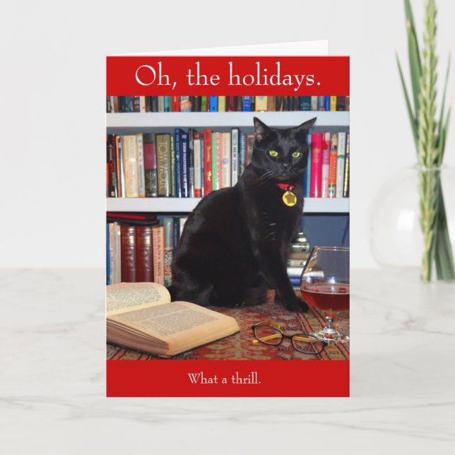 Weihnachtskarte Edgar Allan Kittycat Feiertagskarte (Vorderseite)