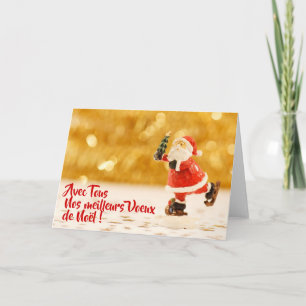 Weihnachtskarte Eislaufender Weihnachtsmann Feiertagskarte