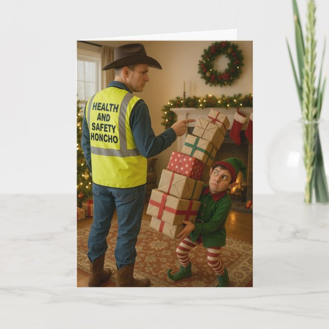 Weihnachtskarte - Elf & Sicherheit Karte (Vorderseite)