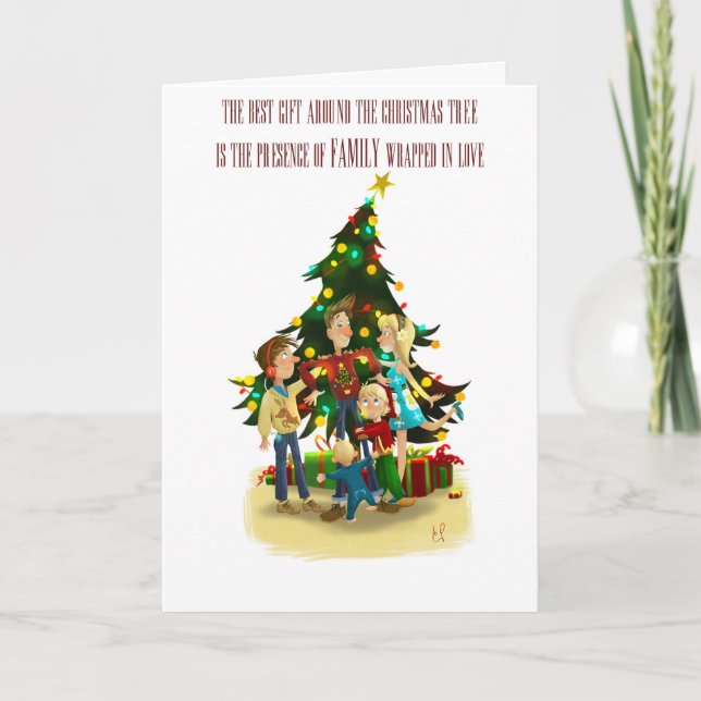 Weihnachtskarte - Familie zu Weihnachten (Vorderseite)