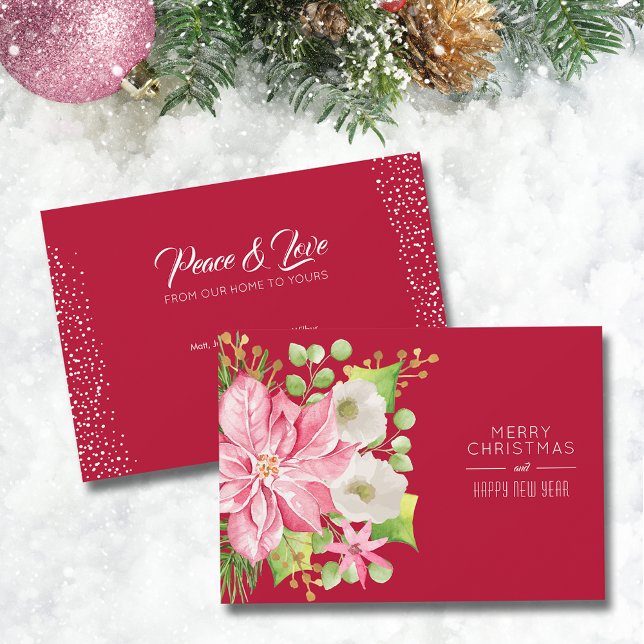 Weihnachtskarte Feiertagskarte (Christmas Poinsettia Flat Holiday Greeting Cards)