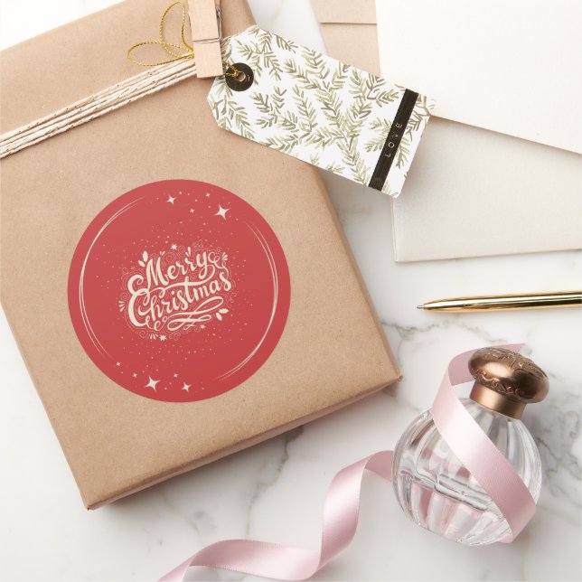 Weihnachtskarte – Festliche Grüße Gestaltung Runder Aufkleber (Schenken)
