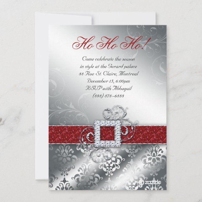 Weihnachtskarte Foto Santa Belt Glitzer Anzug Einladung (Vorderseite)