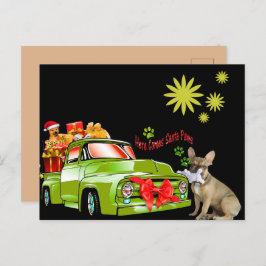 Weihnachtskarte französische Bulldoggen Christmas Postkarte