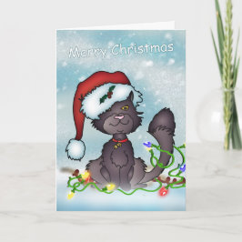 Weihnachtskarte - Frohe Weihnachten Graue Katze