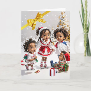 Weihnachtskarte für afroamerikanische Kinder Karte