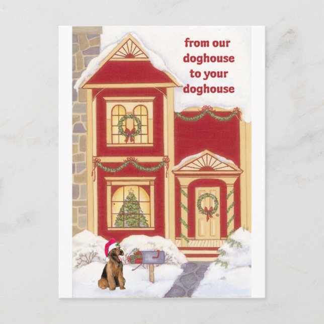 Weihnachtskarte für Airedale Feiertagspostkarte (Vorderseite)