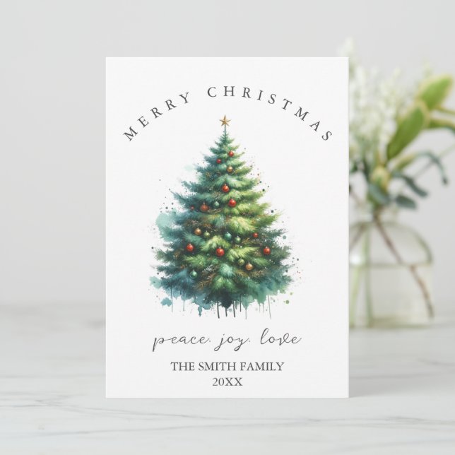 Weihnachtskarte für Aquarellen Einladung (Stehend Vorderseite)