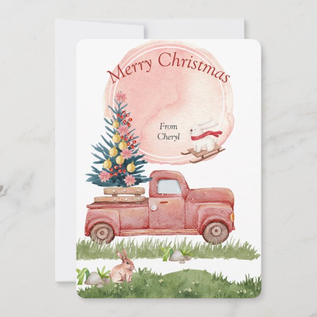 Weihnachtskarte für Aquarellen Save The Date (Vorderseite)