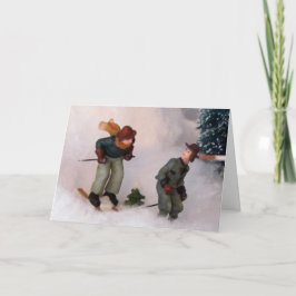 Weihnachtskarte für das Skier-Dorf Feiertagskarte