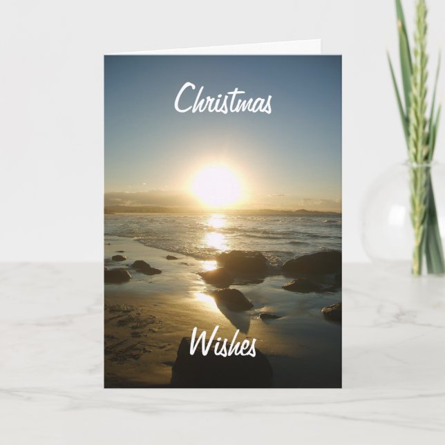 Weihnachtskarte für den Strand. Feiertagskarte (Vorderseite)