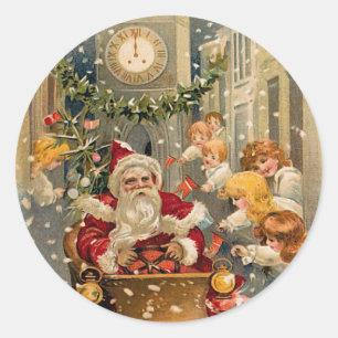 Weihnachtskarte für den Vintage Runder Aufkleber