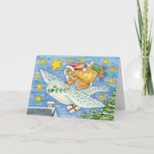 Weihnachtskarte für Eule und Kaninchen - Urlaubska Feiertagskarte