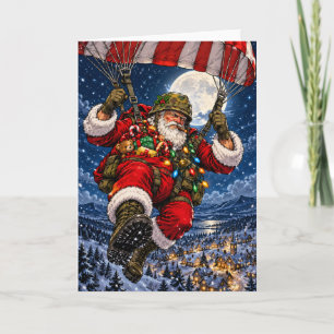 Weihnachtskarte für Fallschirmjäger-Santa Luftland Feiertagskarte