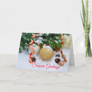 Weihnachtskarte für goldene Bälle und Ribbons Karte
