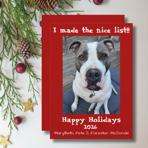 Weihnachtskarte für Haustiere nette Liste Feiertagskarte