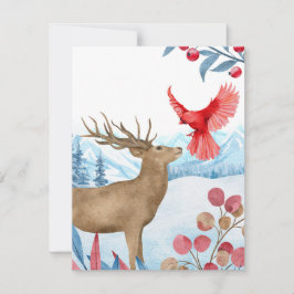 Weihnachtskarte für Hirsch und Kardinal Feiertagskarte