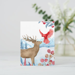 Weihnachtskarte für Hirsch und Kardinal Feiertagskarte