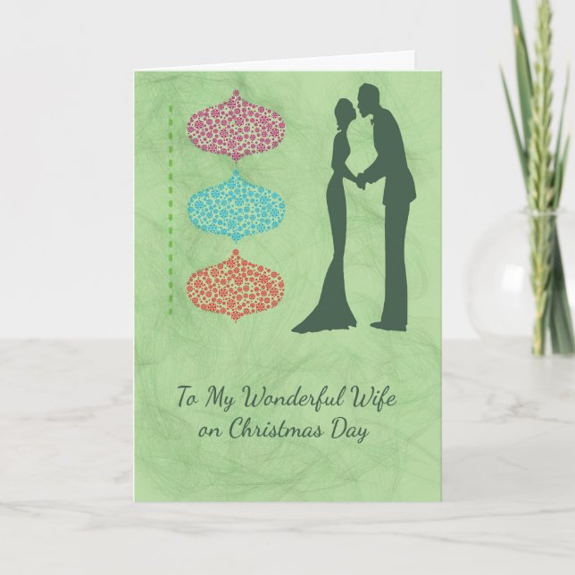 Weihnachtskarte für Ihre Ehefrau mit Ornamenten Karte (Vorderseite)