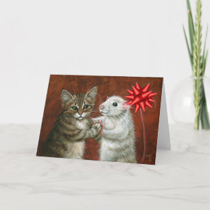 Weihnachtskarte für Katzen und Rat Feiertagskarte