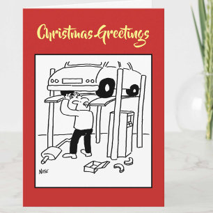 Weihnachtskarte für Kfz-Mechaniker Fahrzeugreparat Feiertagskarte