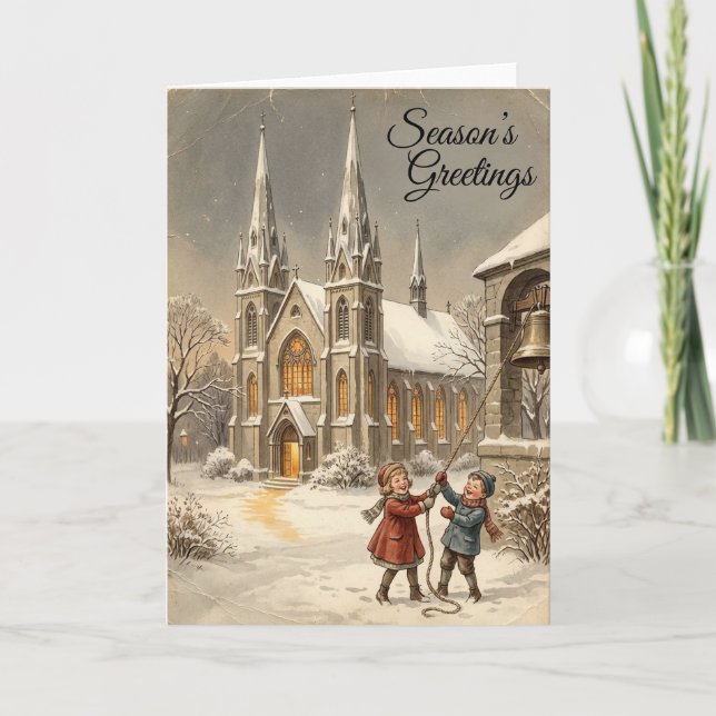 Weihnachtskarte für Kinder mit Kirchenglocken Karte (Vorderseite)