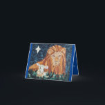 Weihnachtskarte für Löwen und Lamm Feiertagskarte<br><div class="desc">Eine wunderschöne religiöse Karte,  die an alle auf Ihrer Liste senden kann.</div>