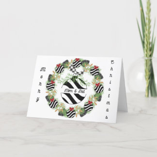 Weihnachtskarte für Mama & Vater Wreath & Bulb Dankeskarte