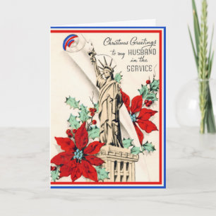 Weihnachtskarte für Militärangehörige im Vintage-S Feiertagskarte